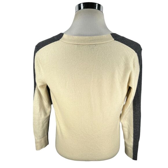 360 Cashmere Cardigan Sweater Women’s Small Gray Ivory Front Pockets Long Sleeve - Picture 3 of 8